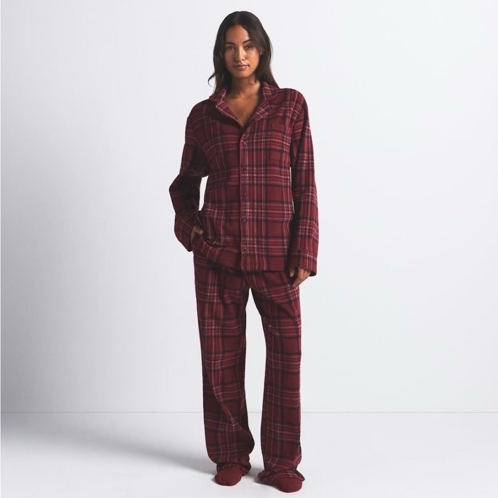 SKIMS Red Plaid Pajama Set